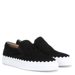 Chloe Black Ivy Suede Slip on Sneakers